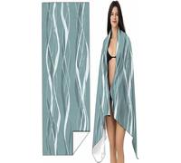 Toalla Playa Grande 90x200 cm Gris Toalla Microfibra, Absorbente Secado Rápido Compacta y Resistente a la Arena, Toallas Playa Mujer Hombre Adecuada para Gimnasio Viajes Sauna con Bolsa Ola SYX4 H-G