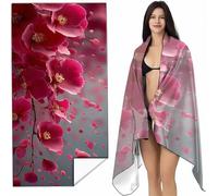 Toalla Playa Grande 90x200 cm Rosa Toalla Microfibra, Absorbente Secado Rápido Compacta y Resistente a la Arena, Toallas Playa Mujer Hombre Adecuada para Gimnasio Viajes Sauna Flor SYL0 F-O