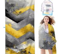 Toalla Playa Grande Gris 70 x 140cm Toallas Microfibra Raya Absorbente Suave y de Secado Rápido Sin Arena, Ligero y portátil para Mujer Regalo Viajes Natación Playa Picnic Yoga o Baño SYL4 W-T
