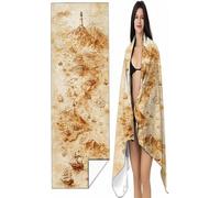 Toalla Playa Grande MarróN 60x120 cm Toallas Microfibra Mapa Absorbente Suave y de Secado Rápido Sin Arena, Ligero y portátil para Mujer Regalo Deportes Viajes Natación Playa Picnic Yoga SYX6 R-B