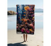 Toalla Playa Grande Microfibra Vida Marina 220x100cm, Microfibra Toalla Gimnasio Paisaje, Secado RáPido y Antiarena Suave y Ultraabsorbente Accesorios Playa para Piscina Gimnasio Viajes Camping 7XY-SB