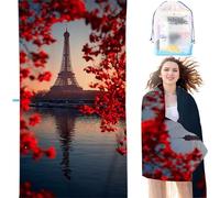 Toalla Playa Grande Rosa 60x120 cm Toallas Microfibra Torre Eiffel Absorbente Suave y de Secado Rápido Sin Arena, Ligero y portátil para Mujer Regalo Deportes Viajes Natación Picnic Yoga SYX0 W-C