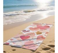 Toalla Playa Grande XXL 90x180cm Microfibra Toalla Playa Blanco Secado Rápido Antiarena Ligera Absorbente Suave Compacta para Viaje Piscina Camping Verano Regalo para Hombre Mujer Corazón Diseño bz175