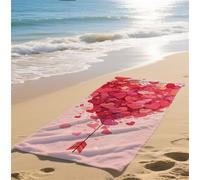 Toalla Playa Grande XXL 90x200cm Microfibra Toalla Playa Rosa Secado Rápido Antiarena Ligera Absorbente Suave Compacta para Viaje Piscina Camping Verano Regalo para Hombre Mujer Corazón Diseño bz-535