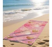 Toalla Playa Grande XXL 90x200cm Microfibra Toalla Playa Rosa Secado Rápido Antiarena Ligera Absorbente Suave Compacta para Viaje Piscina Camping Verano Regalo para Hombre Mujer Corazón Diseño bz-541