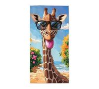 Toalla Playa Jirafa, Toalla Playa Grande 75x150cm, Toallas Baño Grandes Antiarena Secado Rápido Pareo Multiusos con Bolsa para Viajes, Gimnasio, Piscina, Camping, Accesorios Playas, Regalo Mujer -3570