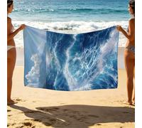 Toalla Playa Mar Toalla Playa Grande 160 x 220cm Resistente a la Arena Secado Rápido, Toallas Baño Grandes 160x220 para Yoga Sauna Regalo Mujer Vacaciones Accesorios Viaje Olas del mar SLJT-6295