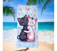 Toalla Playa Microfibra Amar Gato(2), Toalla Gimnasio 90x200cm, Secado Rápido, Ligera y Compacta, Toallas Piscina Grande para Mujer, Absorbente, Suave, Libre de Arena, Camping Viajes Esenciales d9j-2