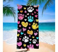 Toalla Playa Microfibra Amar Huellas Patas, Toalla Gimnasio 90x200cm, Secado Rápido, Ligera y Compacta, Toallas Piscina Grande, Absorbente, Suave, Libre de Arena, Camping Viajes Esenciales d9j-4