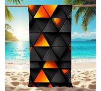 Toalla Playa negro Toallas Baño Grandes 75x150cm Toalla Playa Grande geometría, Microfibra Toallas Gimnasio Sin Arena con Bolsa de Almacenamiento Incluida para Viajes, Natación, Camping Regalo X1-859