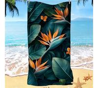 Toalla Playa Planta Ave del paraíso 100x220 Toalla Playa Grande, Mujeres y Hombres Toalla Gimnasio, Toallas Microfibra Ligera y Portátil, Absorbente,Secado Rápido,Sin Arena para Natación Camping D-821