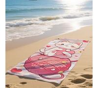 Toalla Playa Rosa Grande Suave Absorbente Toalla Playa Secado Rápido Ligera XXL 80x180cm Toallas Microfibra para Piscina Viaje Gimnasio Vacaciones Hombre Mujer Niños Adultos Manta Diseño Gato bz-532