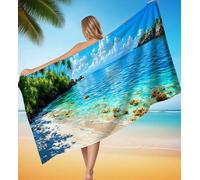 Toalla Playa XXL 100x150 cm Microfibra Toallas Playa Azul Lago Toalla de Baño de Microfibra Súper Absorbente, Manta Ultraligera y de Secado Rápido para Deportes, Repelente a la Arena Toallas P-11337