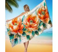 Toalla Playa XXL 75x150 cm Microfibra Toallas Playa Color naranja Toalla de Baño de Microfibra Súper Absorbente, Manta Ultraligera de Secado Rápido para Deportes, Repelente a la Arena Toallas P-11799