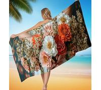 Toalla Playa XXL 75x150 cm Microfibra Toallas Playa Ramo Copiar Toalla de Baño de Microfibra Súper Absorbente, Manta Ultraligera y de Secado Rápido para Deportes, Repelente a la Arena Toallas P-11931