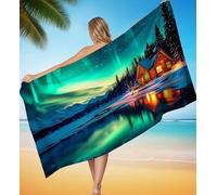 Toalla Playa XXL 80x180 cm Microfibra Toallas Playa Aurora Lago Toalla de Baño de Microfibra Súper Absorbente, Manta Ultraligera y de Secado Rápido para Deportes, Repelente a la Arena Toallas P-11237