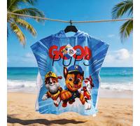 Toalla Poncho para Bebé con Capucha y Diseño de Paw Patrol, 50X110Cm - Chase, Marshall y Rubble "Good Pups", Microfibra de Secado Rápido para Playa y Piscina