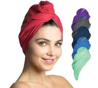 Toalla Turbante para el Secado rápido de Cabello, Toallas de Microfibra Ultra Absorbente para Pelo, con botón - 1 Pieza - Coralino
