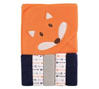 Toalla unisex con capucha para beb? Luvable Friends con cinco toallitas, dise?o de zorro