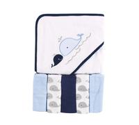 Toalla unisex con capucha para beb? Luvable Friends con cinco toallitas en forma de ballena