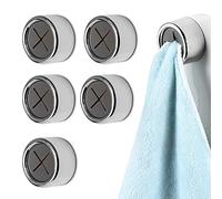 Toallas con gancho autoadhesivo, 5 unidades de toallas con pinza para gancho, clip para toallas. Porta trapos para termomuebles de baño. Premium redondo gancho sin flores, toallero de cocina