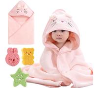 Toallas de Baño con Capucha con Esponja de Baño para Bebé, Capa de Baño Niños/Niñas Ultra Suaves con lindas Orejas, Albornoz de Ducha para Recién Nacidos para Infantiles de 0 a 3 Años (Gatito)