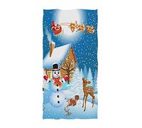 Toallas De Baño Escena Navideña De Papá Noel Volando con Un Reno Y Una Casa De Muñeco Sábana De Baño Alta Absorción Toalla Lavabo Suaves Towels para Sauna Gimnasio SPA 40X70Cm