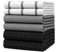 Toallas de Cocina (20 x 28 Pulgadas, Paquete de 6) | Paños de Cocina Grandes de algodón | Juego de Ropa de Cocina Plana y de Rizo Altamente Absorbente con Lazo para Colgar | Cuadros