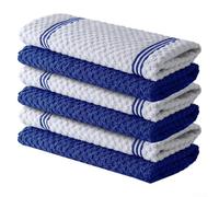 Toallas de cocina de algodón de 30 x 30 cm con bucles densos de rizo para un rendimiento fiable en zonas de preparación y limpieza de alimentos (rayas azules)
