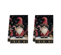 Toallas de cocina de gnomos, bastón de caramelo festivo de Navidad, calabaza, Navidad, rojo, toallas de cocina de secado rápido para cocina, artículos esenciales para el hogar, 16 x 24 pulgadas (juego