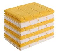 Toallas de Cocina de Microfibra, súper absorbentes, Suaves y de Color sólido, Paquete de 8 (Colores Amarillo y Blanco diseñados a Rayas), 26 x 18 Pulgadas (Amarillo)