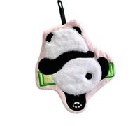 Toallas de mano de panda de dibujos animados para baño y cocina, paño suave de secado rápido con gancho para colgar, toallas de mano novedosas para amigos maravillosos