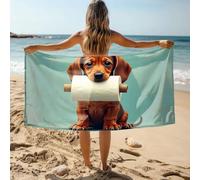 Toallas de piscina, adorable perro sosteniendo rollo de papel higiénico, toalla de baño, toallas de baño de algodón, clips de toalla para sillas de playa