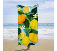 Toallas de Playa Microfibra 75 x 150 cm, Toalla Playa Grande Secado Rápido Antiarena con Bolsa, Ligera y Portátil Beach Towel para Viajes, Natación, Gimnasio, Yoga, Regalo Mujer (Limón, Fruta) E-4
