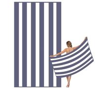 Toallas de playa para adultos, secado rápido, microfibra antiarena, ligera y práctica, adecuada para playas, viajes, saunas, para hombres y mujeres, rayas grises (160 x 90 cm)