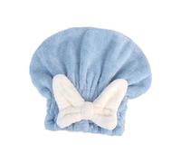 Toallas de secado cabello terciopelo Coral, turbante súper absorbente, gorro toalla for el, envoltura la cabeza rápido con ducha nudo lazo mojado Toalla Para El Pelo(Blue,4PCS)