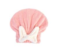 Toallas de secado cabello terciopelo Coral, turbante súper absorbente, gorro toalla for el, envoltura la cabeza rápido con ducha nudo lazo mojado Toalla Para El Pelo(Pink,1PC)