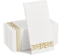 Toallas desechables, servilletas blancas, servilletas de papel, toallas de invitados, toallas de papel blanco para cocina, baño, fiestas, bodas, aniversarios, cenas, eventos, 43 x 30 cm (dorado, 50)