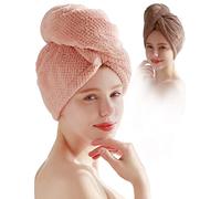Toallas para el Cabello - 2 Piezas Toalla Microfibra Pelo, Ultra Súper Absorbente Toallas para Secar Pelo con Botón, Toalla Pelo Secado Rapido, Toalla Microfibra Pelo Rizado Regalos Originales