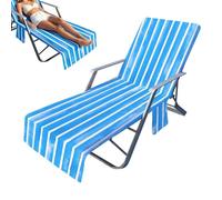 Toallas para silla de playa con bolsillos - absorbente de microfibra de secado rápido, no se desliza | Toalla de sol para piscina, patio, hotel, crucero, vacaciones, aire libre, resort, R