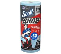 Toallas Scott Shop Towels Original 75130 - Toallas azules de alta resistencia - 30 paquetes de 1 rollo azul x 55 toallas desechables (1650 toallas de papel en total)