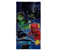 Toalla de playa oficial de Lego DC Superheroes - Batman, Flash, Nightwing & Green Lantern - 70 x 140 cm - 100% algodón