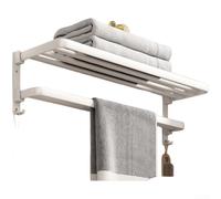 Toallero autoadhesivo, ahorra espacio, plegable | Adhesivo fuerte, para azulejos y vidrio, antideslizante, hasta 10 kg, fácil instalación (A)