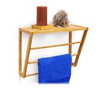 Relaxdays Toallero Colgante con 3 Barras de bambú, 30 x 42 x 20 cm, 0.6 Kg, Color Natural