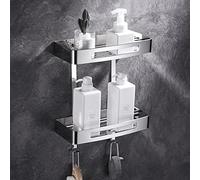 Toallero Barra para toallero, Soporte para Papel higiénico, Ganchos para Toallas para Batas, Juego de Montaje en Pared, Kit de Accesorios de baño, Accesorios para baño/Cesta Cuadrada de 2 Capas