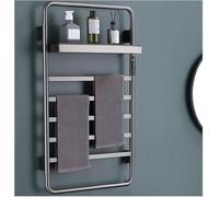 Toallero calefaccionado de Acero Inoxidable para Pared - Tendedero con radiador eléctrico y Estante Superior para baño - Diseño de Cable Derecho Gris