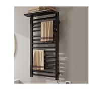 Toallero calefactable de Aluminio con Temporizador y Estante Superior, Calentador de Toallas de Pared para baño, tendedero eléctrico, Color Negro, con Control de Temperatura enchufable.