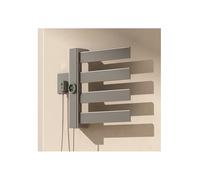 Toallero calefactable de Pared para baño, de Aluminio, con 4 o 5 Varillas y Temporizador, Acabado Gris, diseño enchufable para Toallas de baño acogedoras, solución Que Ahorra Espacio.