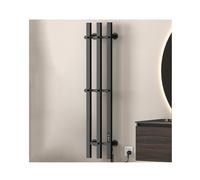 Toallero calefactable para baño, de Pared, con Gancho y Temporizador LED, Color Negro, Tubo Cuadrado.