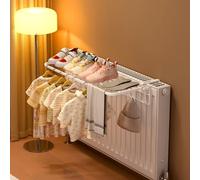 Toallero calefactor de 35 cm para radiadores - Soporte para toallas de hierro que ahorra espacio con acabado resistente al óxido, compatible con calor vertical u horizontal compacto (blanco)